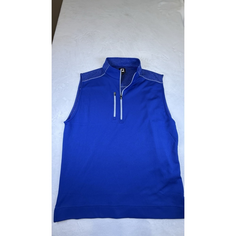 FootJoy FJ Golf Vest Blue Quarter Zip Performance Pullover Men Large‎